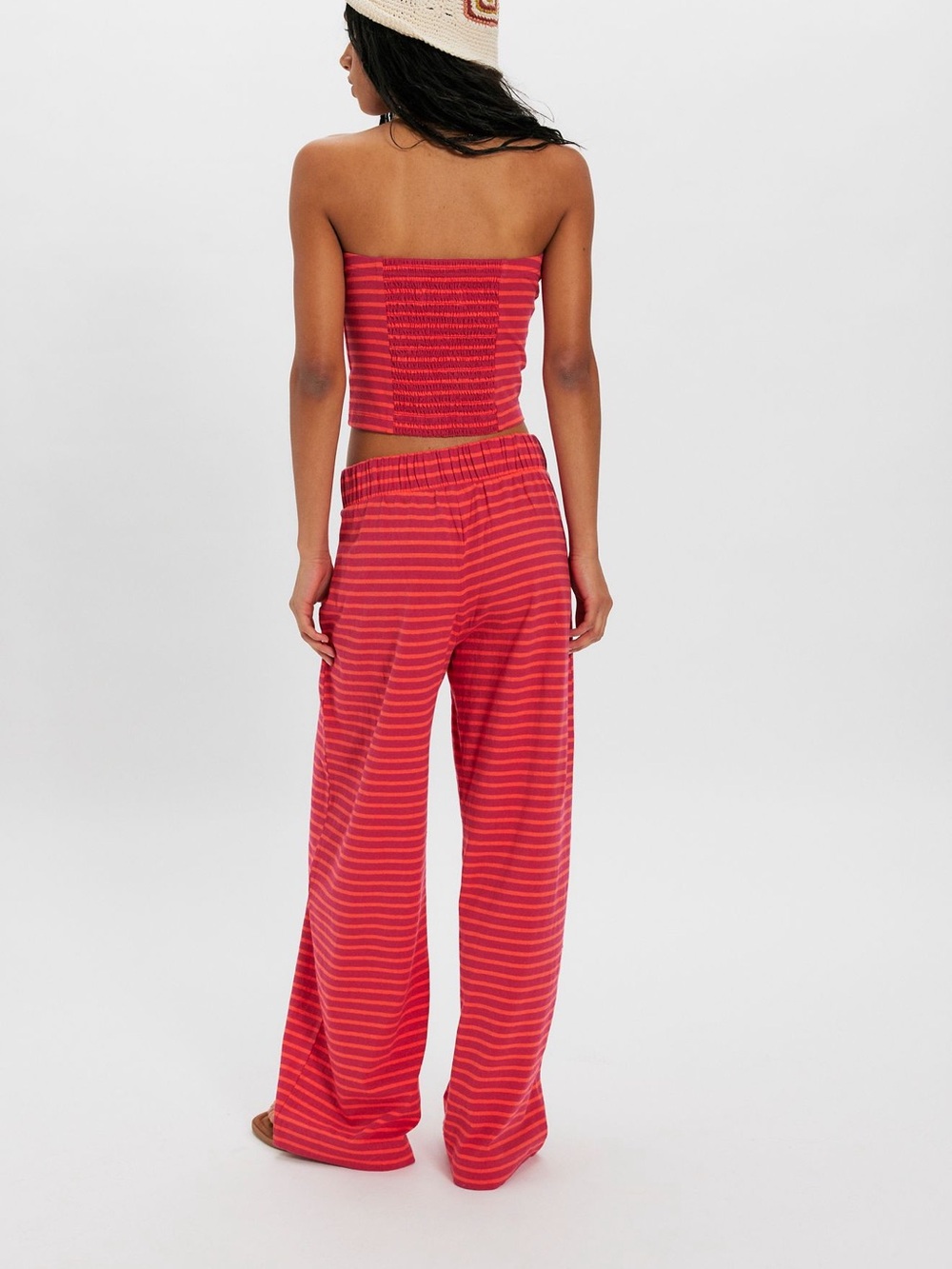 Free People Pink Striped Knit Crop Top & Wide-Leg Pants Set - Picture 3 of 5